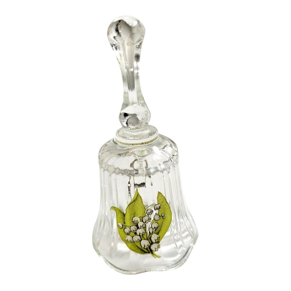 Vintage Fenton Petite Glass Birthday Bell May Lily of the Valley Hand-Painted